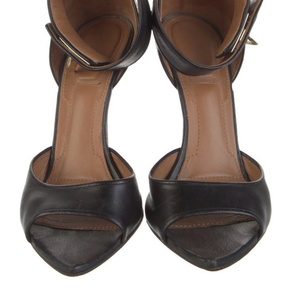 Givenchy Black Leather Open-Toe Ankle-Strap Heels